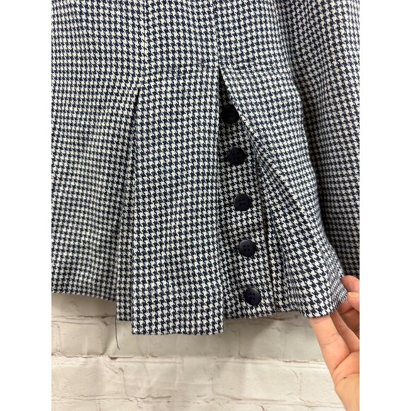 Together! Wool Blend Skirt Womens Size 4 Blue White Check Back Pleat Ruffle Hem - Picture 5 of 10